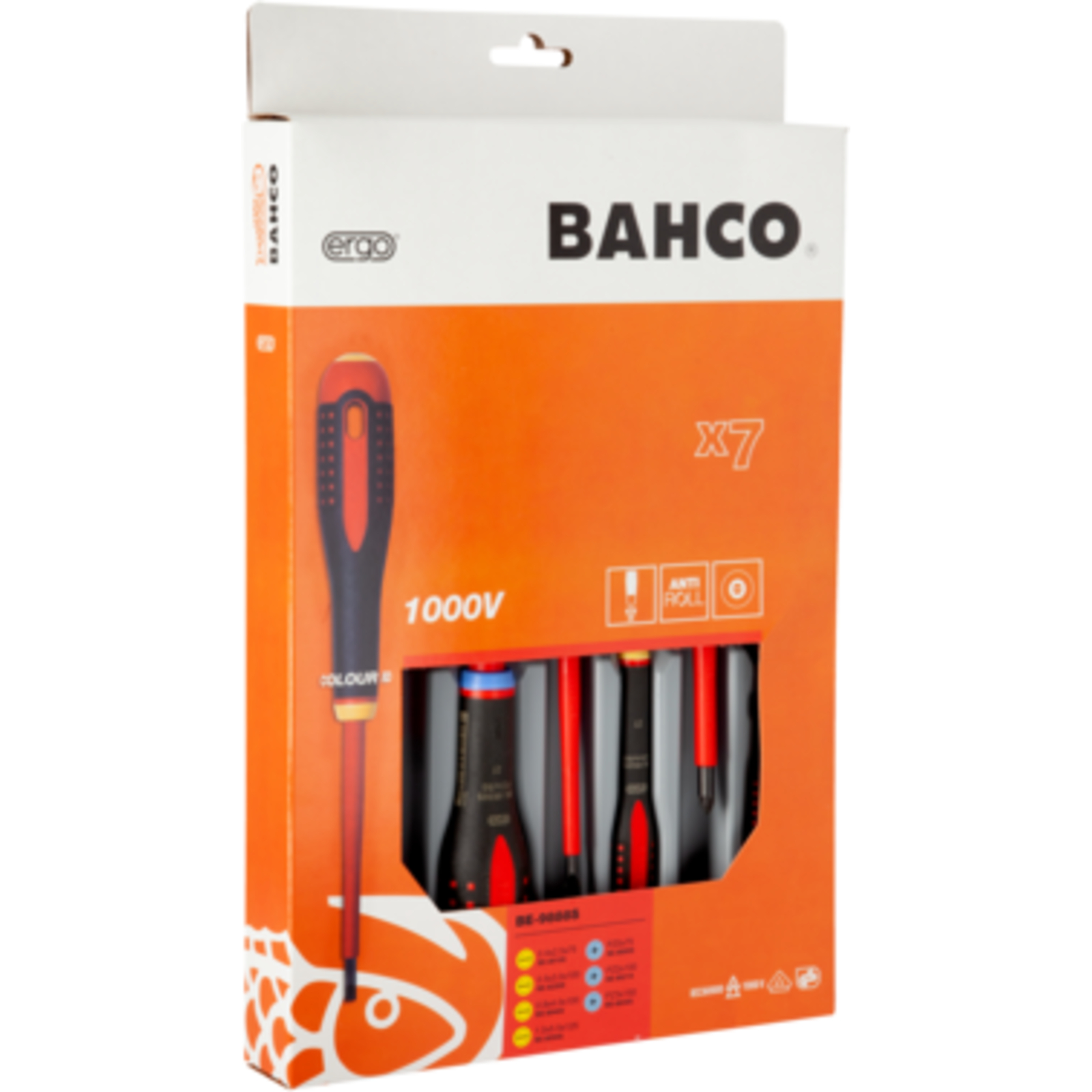 Jeu de tournevis ERGO isolés VDE 7 pièces manche tri-matière BAHCO - BE-9888S