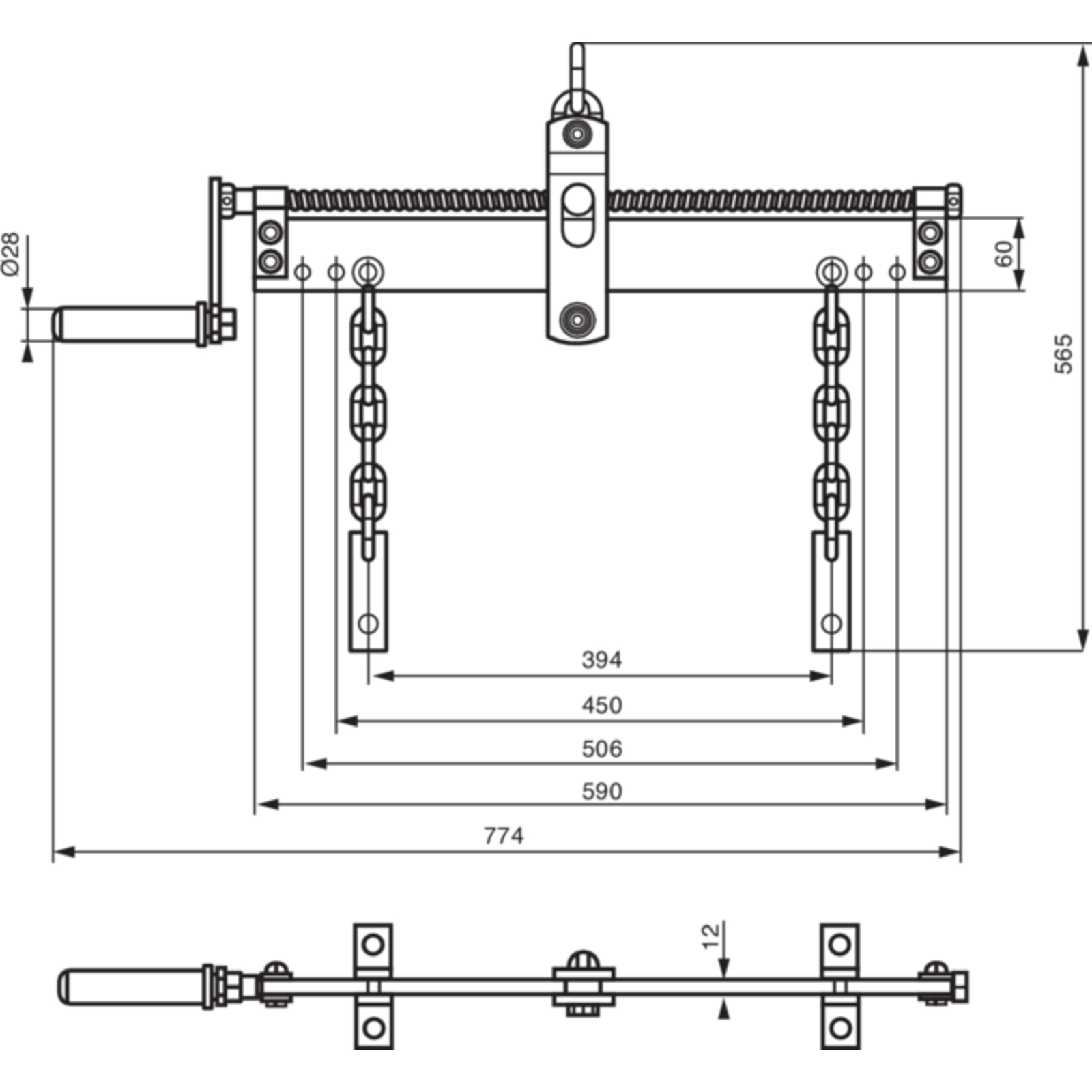 Équilibreur de charge 680 kg point d’équilibre réglable 774 mm BAHCO - BH6AC1-680A
