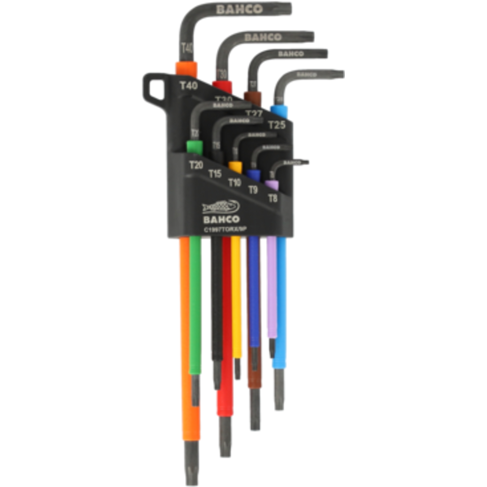 Jeu de 9 clés mâles Torx longues colorées T8-T40 avec étui BAHCO - C1997TORX/9P