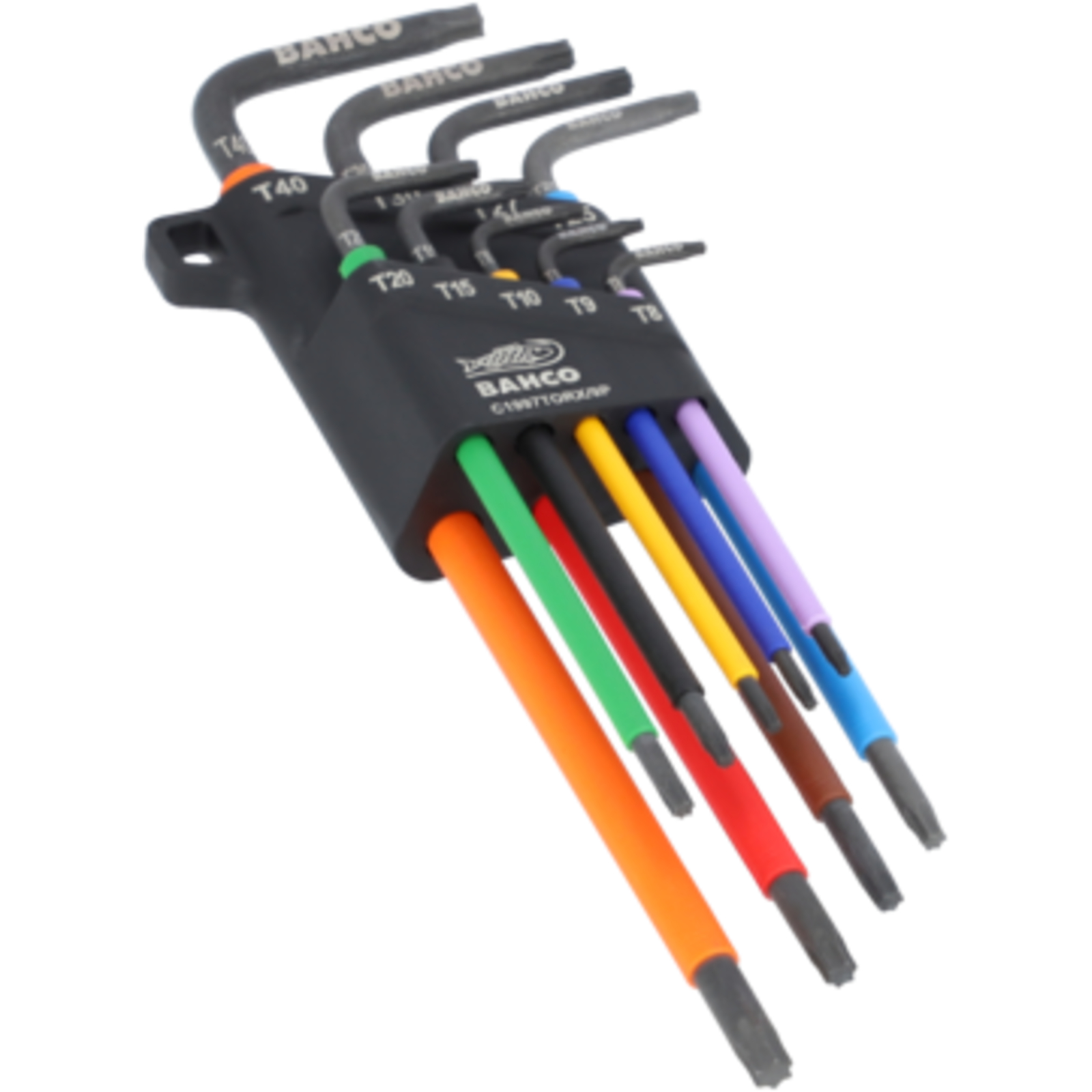 Jeu de 9 clés mâles Torx longues colorées T8-T40 avec étui BAHCO - C1997TORX/9P