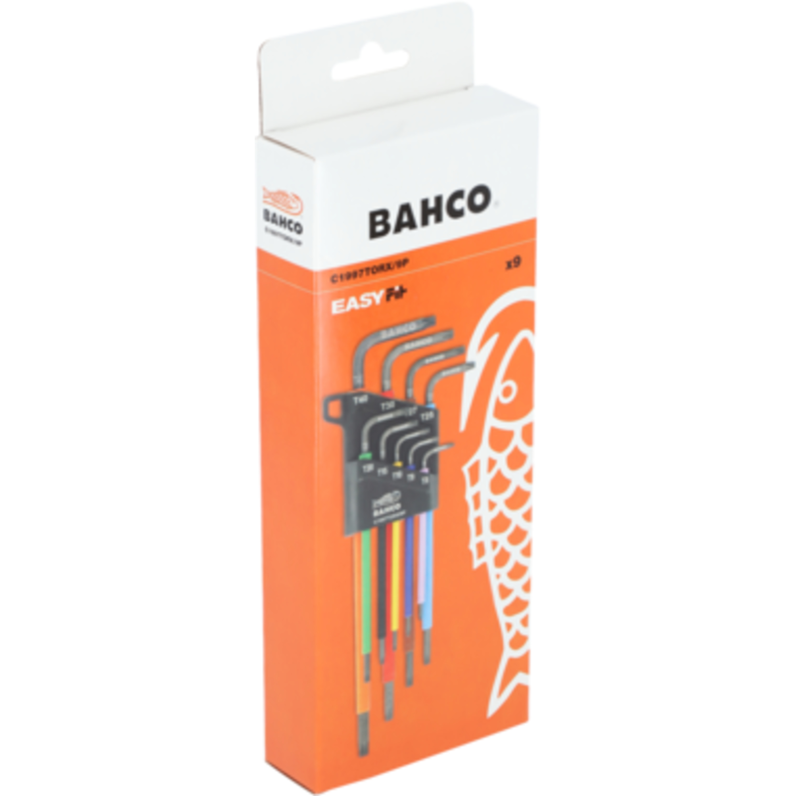 Jeu de 9 clés mâles Torx longues colorées T8-T40 avec étui BAHCO - C1997TORX/9P