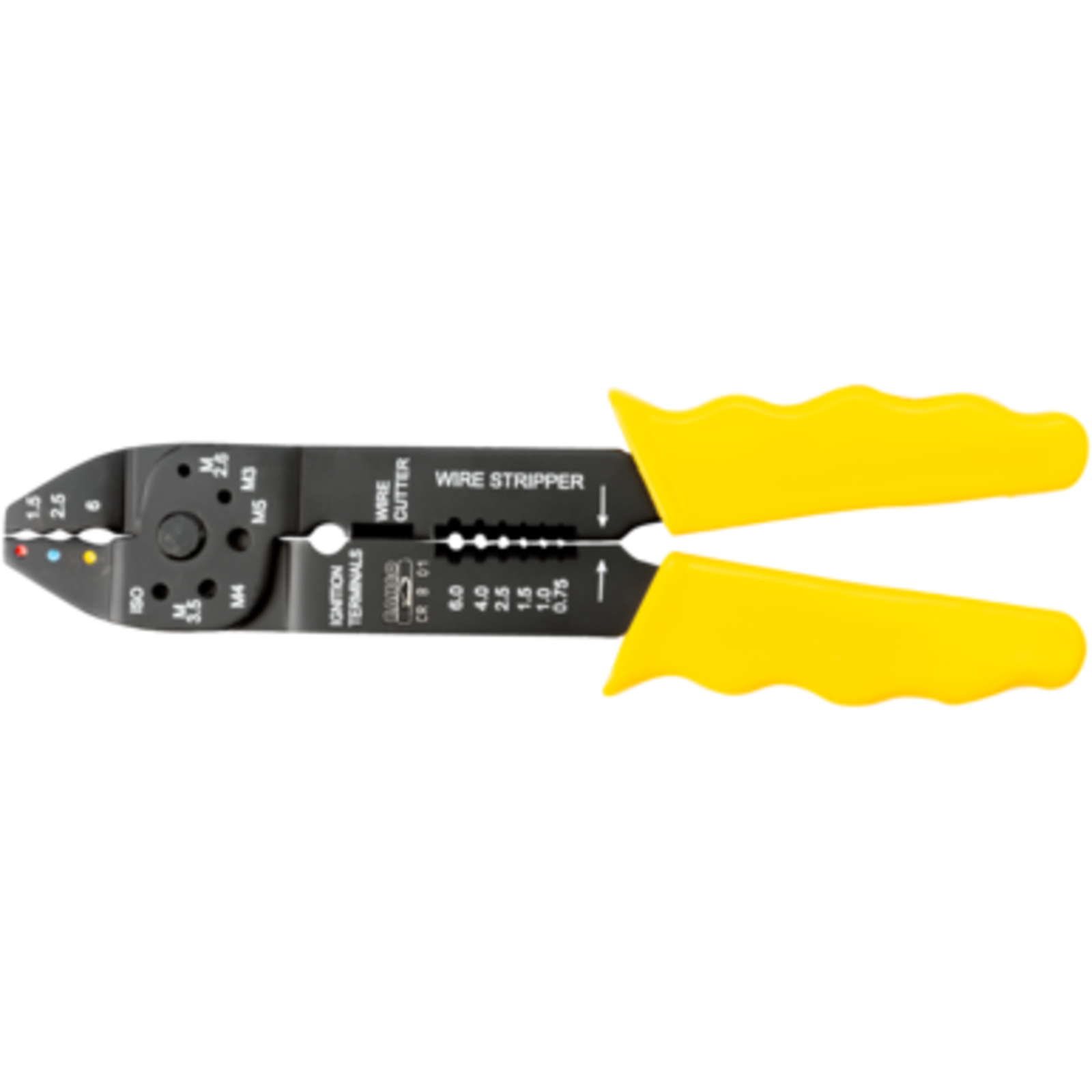 Pince sertissage coupe dénudage 0,75-6 mm² 20-10 AWG poignées jaunes BAHCO - CR B 01