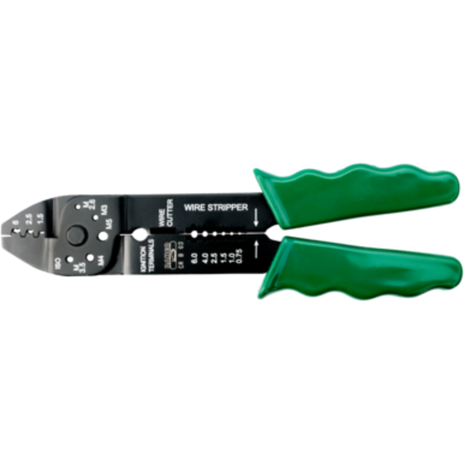 Pince sertissage coupe dénudage 0,75-6 mm² 14-10 AWG poignées vertes BAHCO - CR B 03