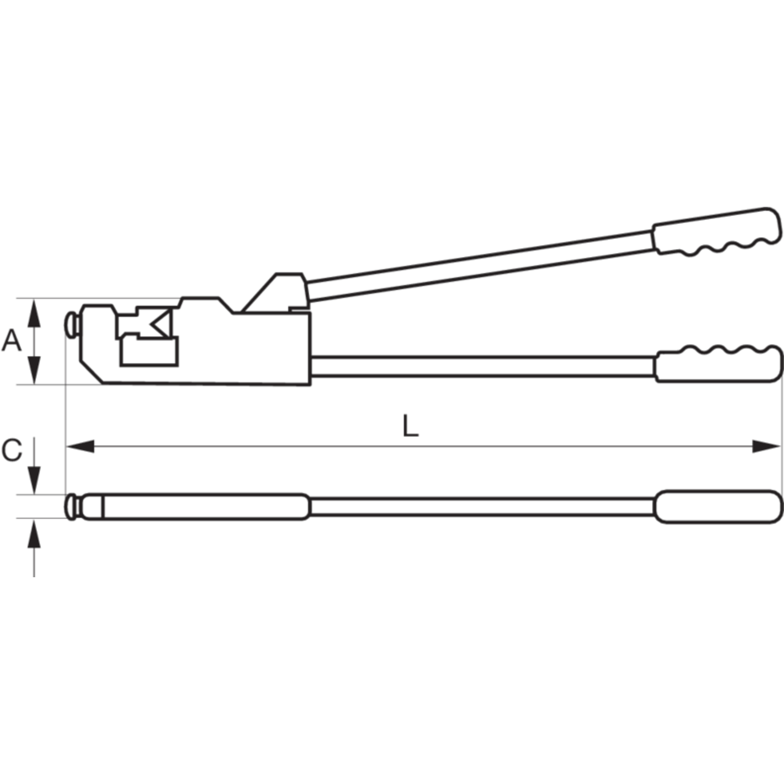 Pince à sertir 600 mm pour connecteurs non isolés 10-120 mm² Cu 10-95 mm² Al BAHCO - CR L 01