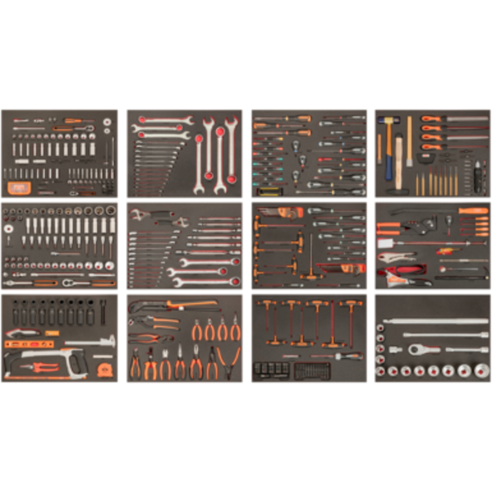 Composition 12 modules mousse 560 outils usage général compatible servantes XLARGE BAHCO - FF1ASET-XLARGE