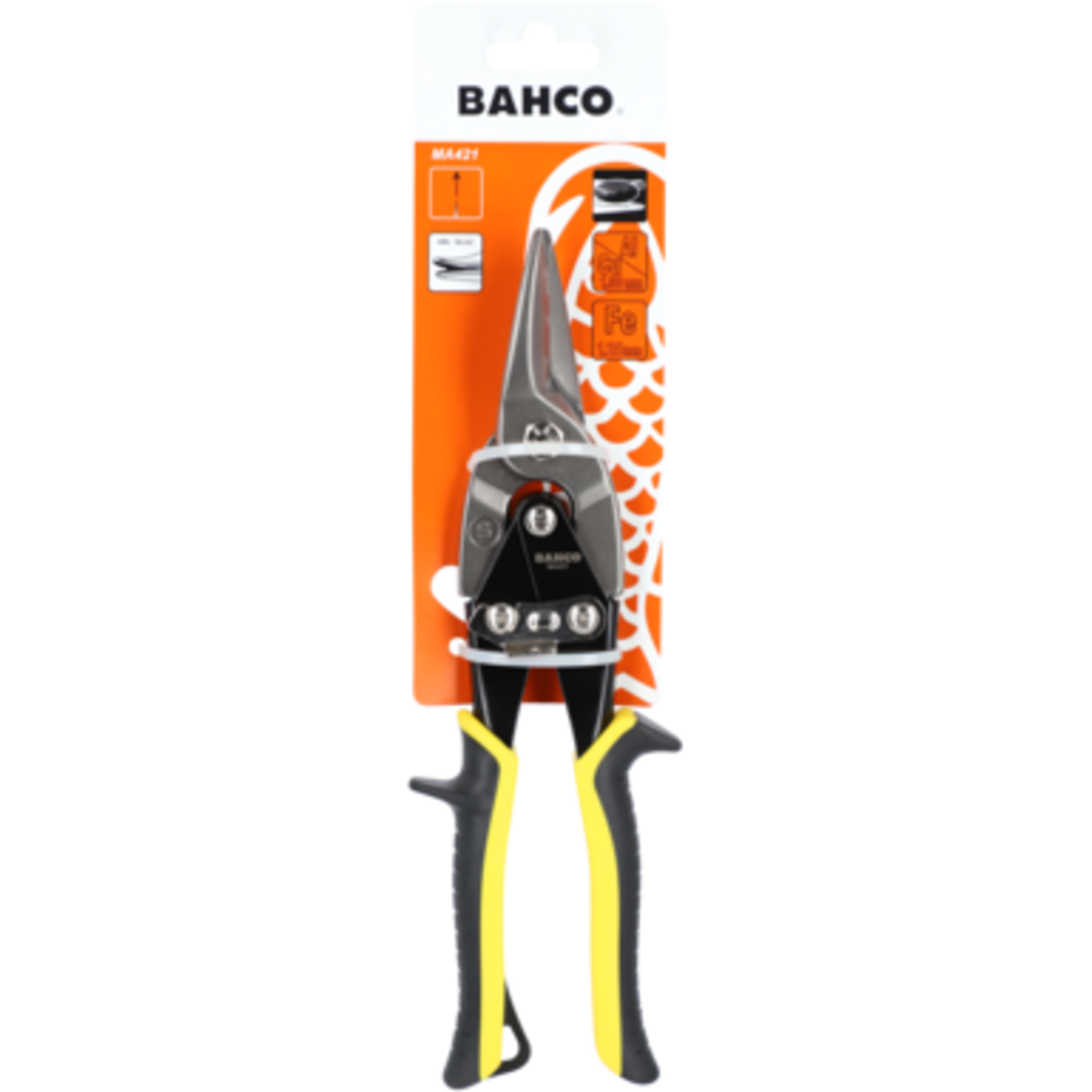 Cisaille à tôle coupe droite 250 mm capacité 1,5 mm levier jaune BAHCO - MA421