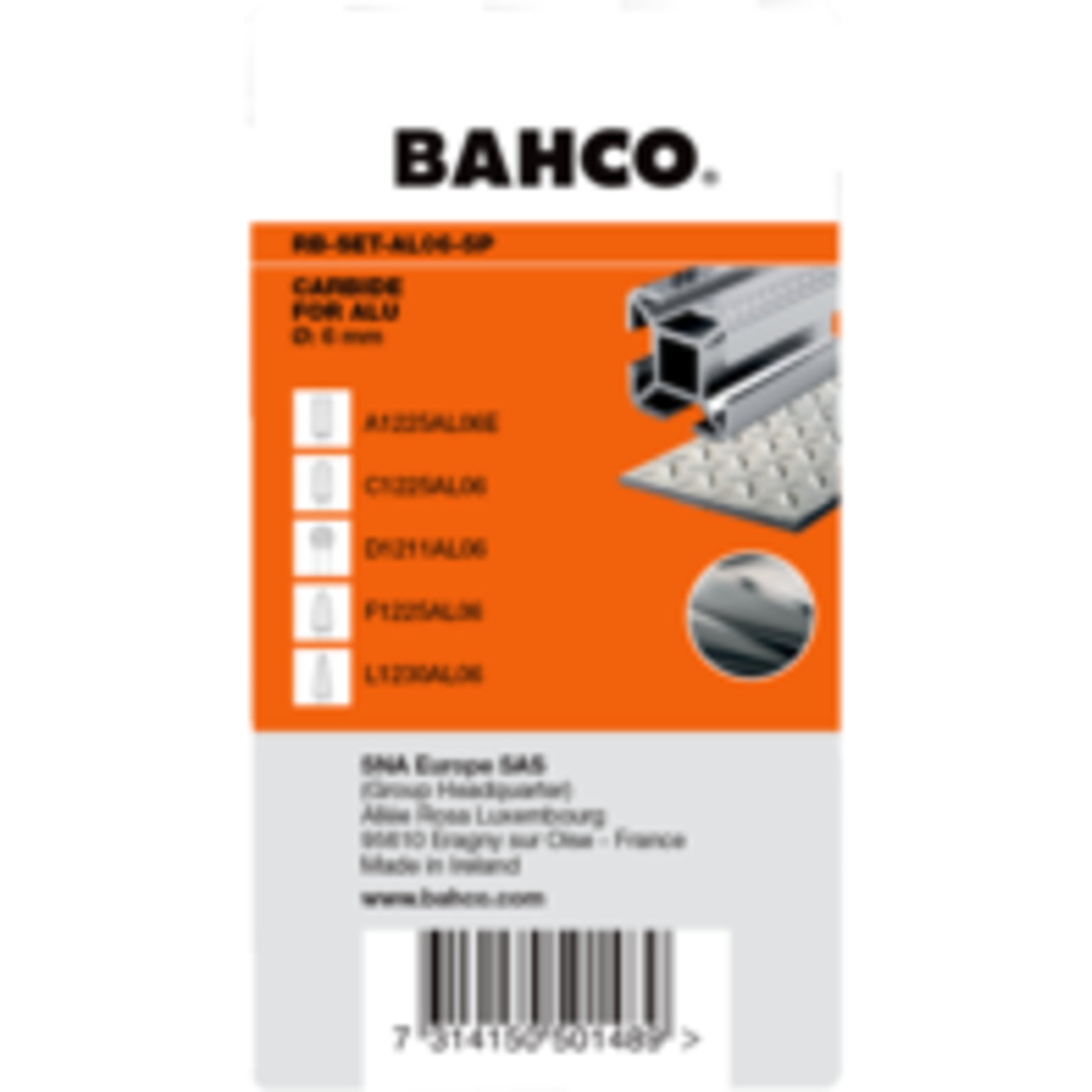 Jeu de fraises limes carbure tungstène aluminium 5 pcs BAHCO - RB-SET-AL06-5P