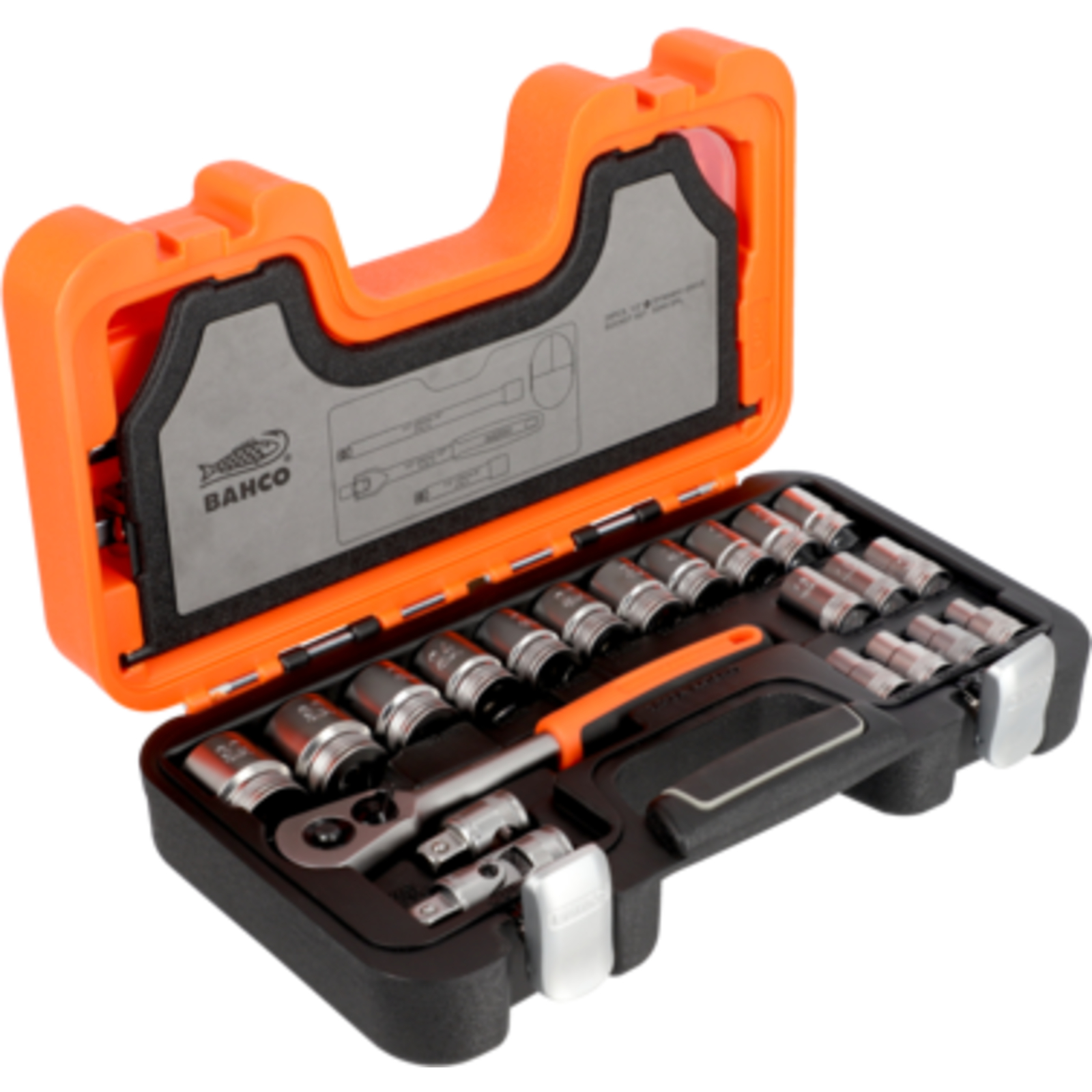 Jeu de douilles vis Spline 1/2'' 18 pièces avec cliquet et accessoires BAHCO - S240-SPL