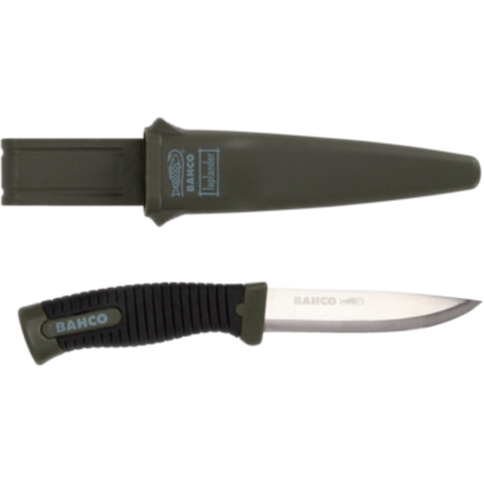Couteau Laplander lame inox 102 mm manche bimatière vert avec étui BAHCO - SB2446-LAP