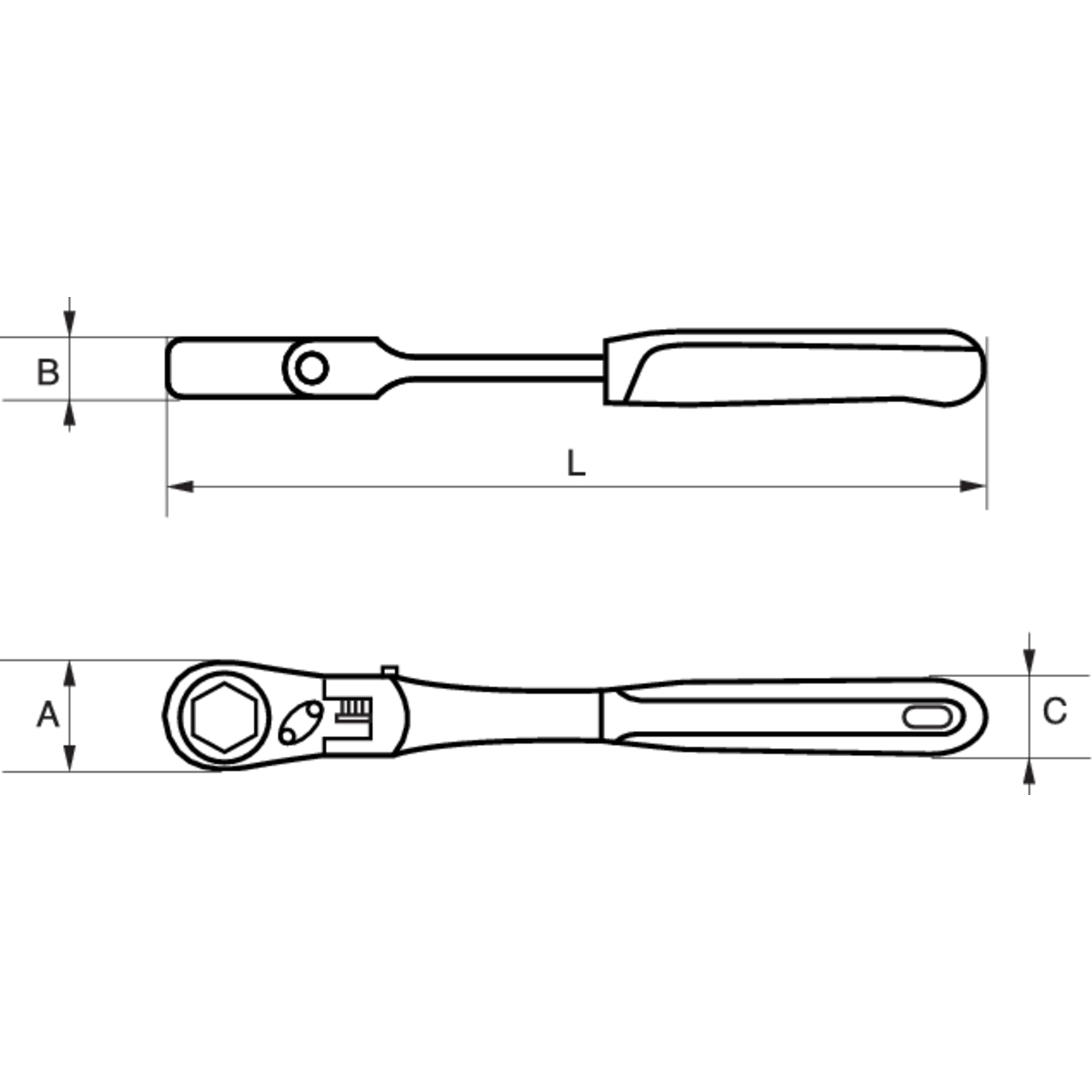 Cliquet traversant 19 mm 72 dents angle 5° avec anneau sécurité BAHCO - SBS19-THR