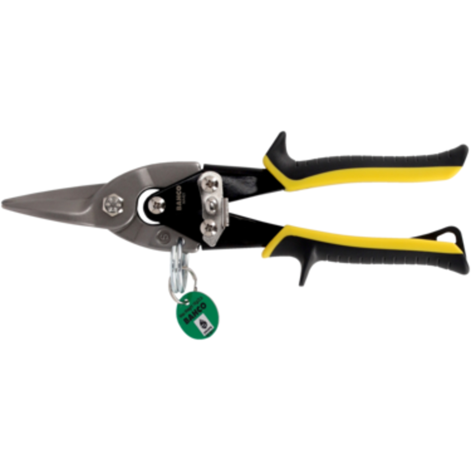 Cisailles à tôle coupe droite 250 mm levier démultiplicateur poignées jaunes anneau sécurité BAHCO - TAHMA421