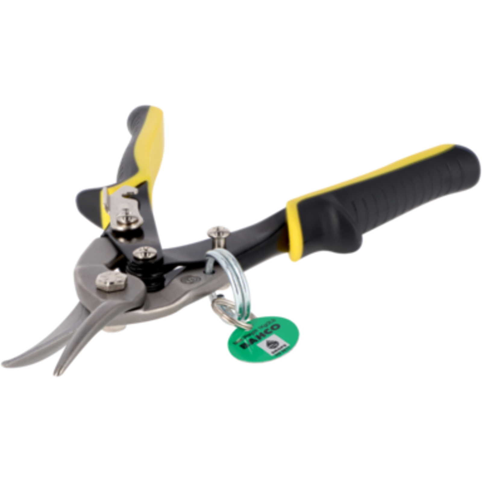 Cisailles à tôle coupe droite 250 mm levier démultiplicateur poignées jaunes anneau sécurité BAHCO - TAHMA421