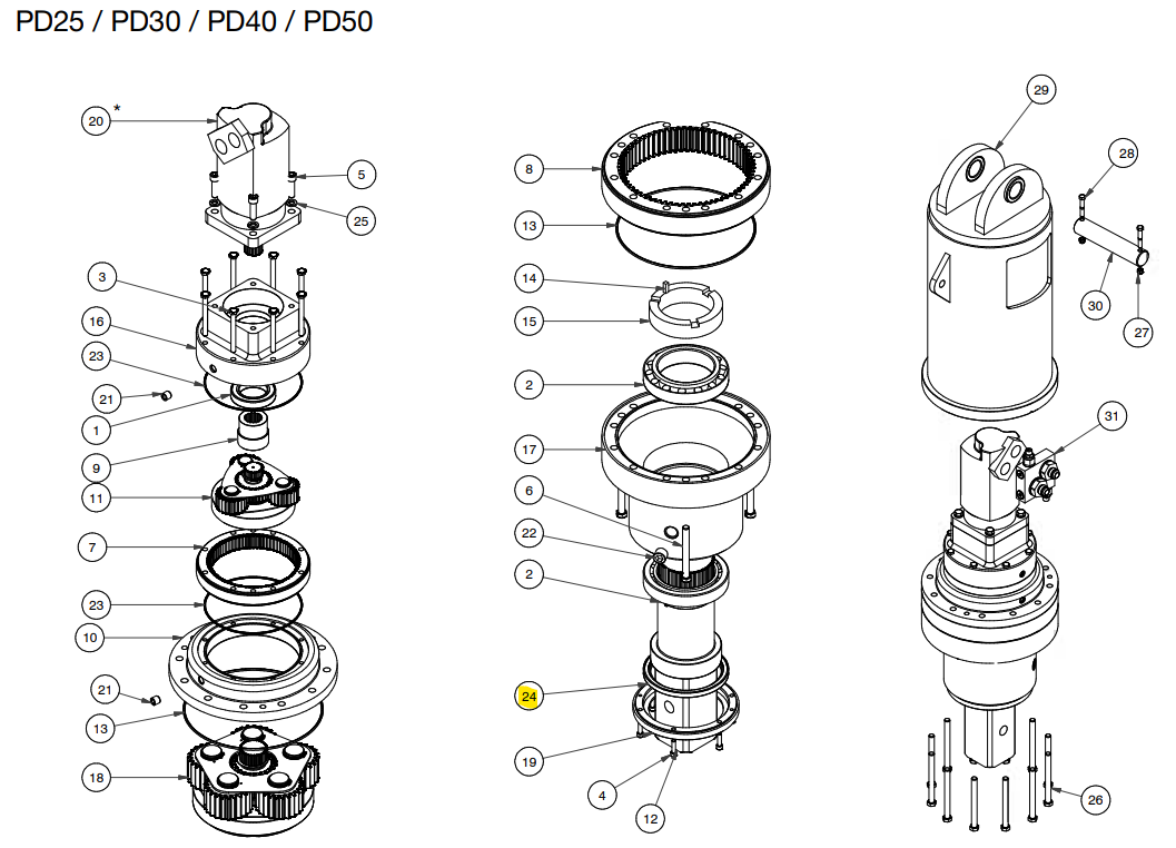 JOINT SPI ARBRE DE SORTIE DIGGA PD25 / PD30 /PD40 /PD50