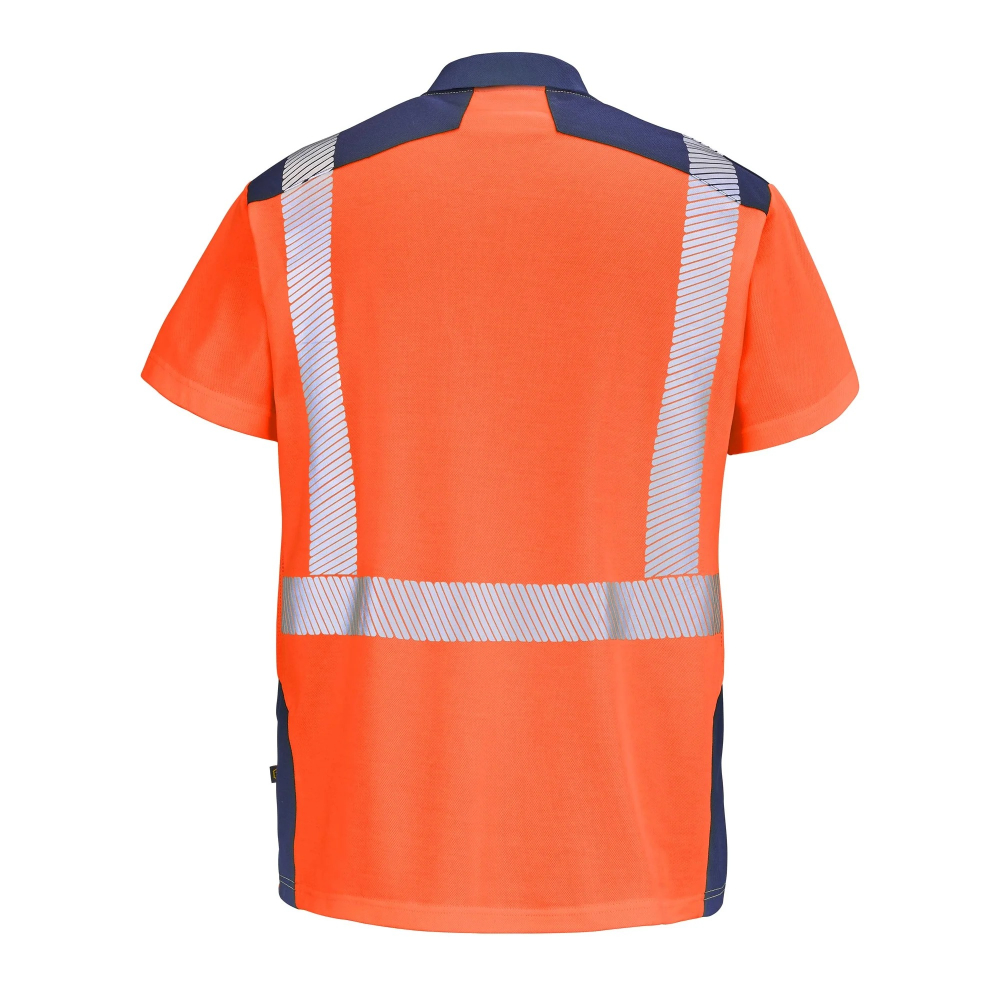 POLO MANCHES COURTES ORANGE FLUO/BLEU MARINE SAFE XP SIMOUN CEPOVETT - 22-9T86-404