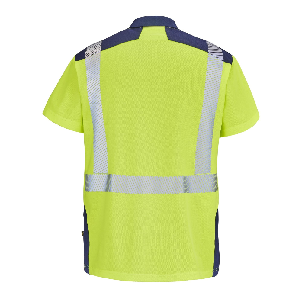 POLO MANCHES COURTES JAUNE FLUO/BLEU MARINE SAFE XP SIMOUN CEPOVETT - 22-9T86-701