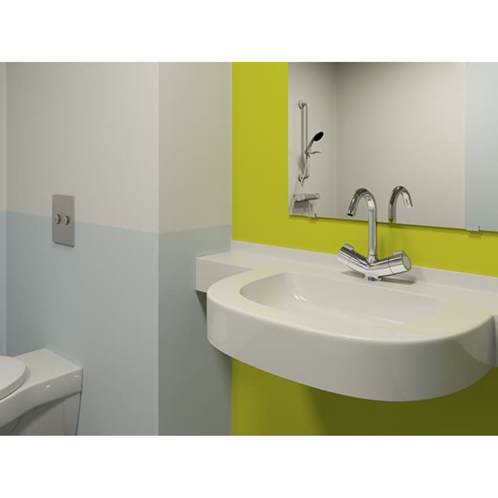 Mitigeur thermostatique douche applique sortie basse butée 41°C SANIFIRST - 75948