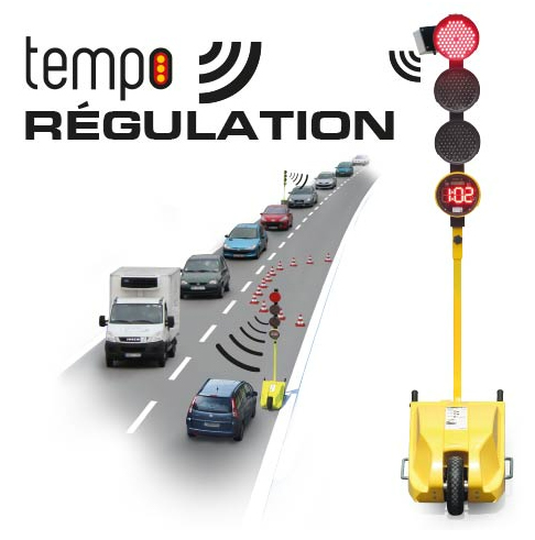 JEU DE 2 FEUX TRICOLORES DE CHANTIER TEMPO RÉGULATION TTS - AVEC TÉLÉCOMMANDE - 0035375