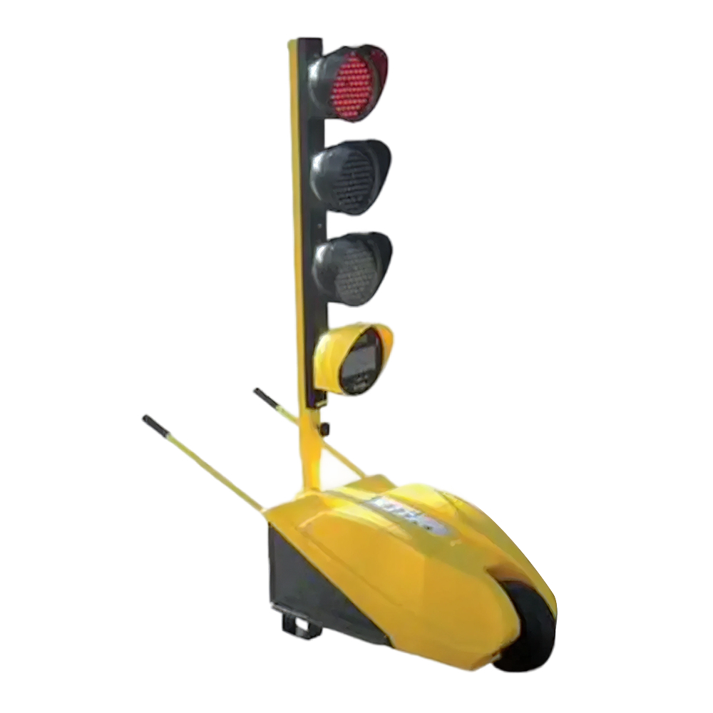 JEU DE 2 FEUX TRICOLORES DE CHANTIER TEMPO AVEC TÉLÉCOMMANDE ET BATTERIES