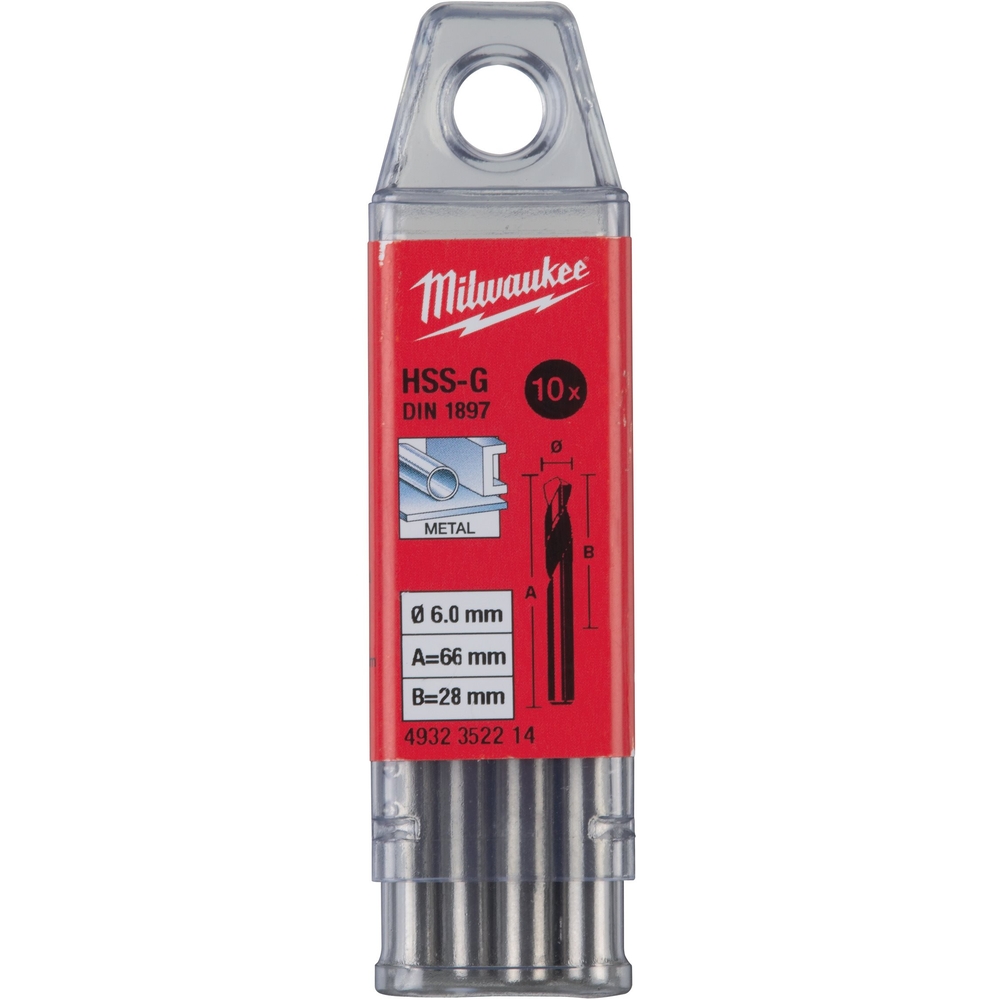 FORET HSS-G COURT 6MM Lot de 10 MILWAUKEE ACCESSOIRES - 4932352214