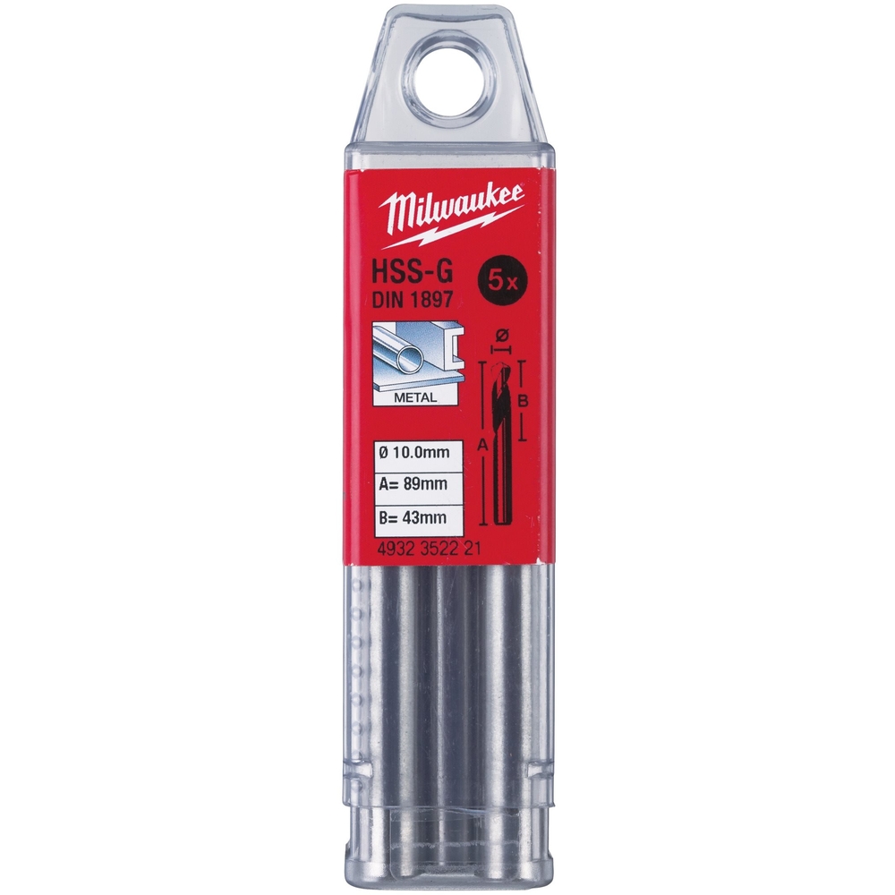FORET HSS-G COURT 10MM Lot de 5 MILWAUKEE ACCESSOIRES - 4932352221