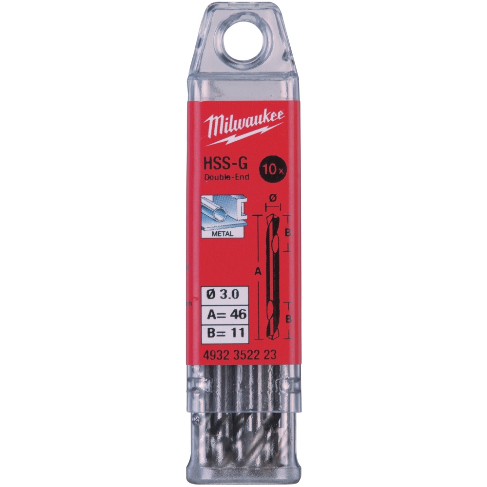 FORET HSS-G DOUBLE 3MM Lot de 10 MILWAUKEE ACCESSOIRES - 4932352223