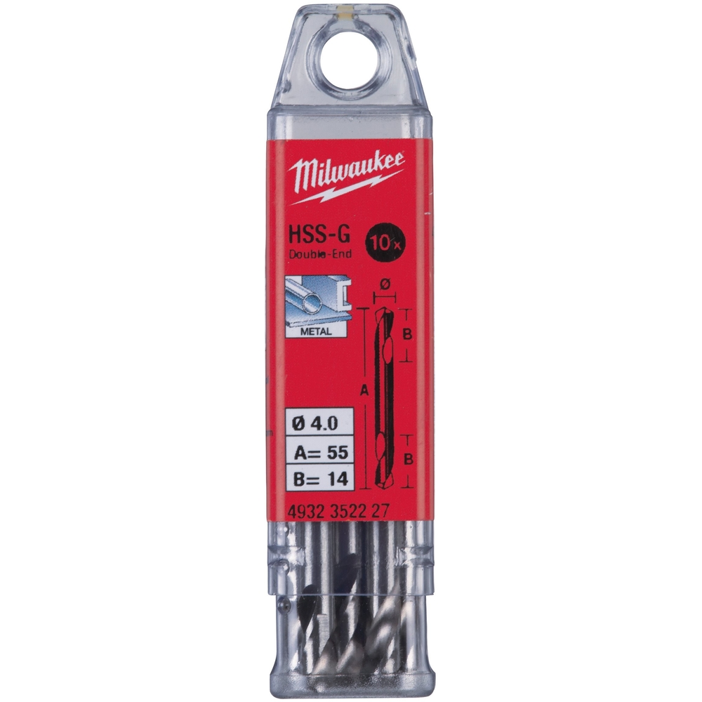FORET HSS-G DOUBLE 4MM Lot de 10 MILWAUKEE ACCESSOIRES - 4932352227