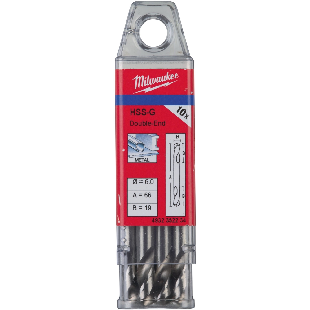 FORET HSS-G DOUBLE 6MM Lot de 10 MILWAUKEE ACCESSOIRES - 4932352234