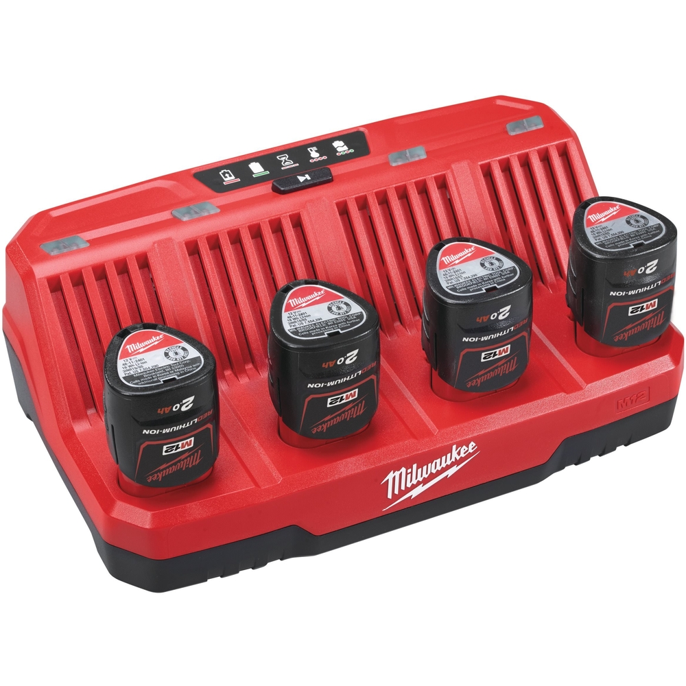 Chargeur M12, charge jusqu'à 4 batteries 12V successivement MILWAUKEE M12 C4 - 4932430554