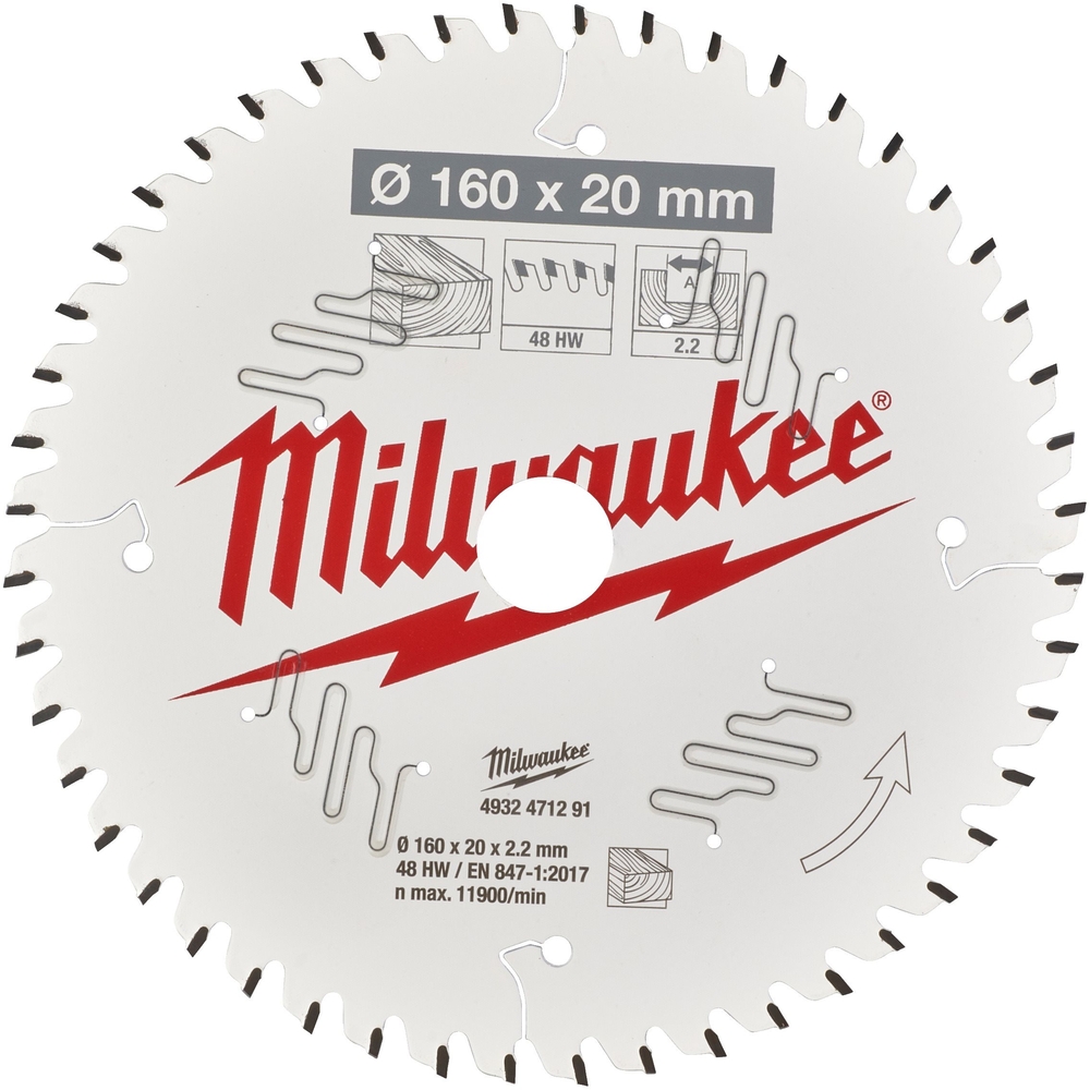 LAME SCIE CIRCULAIRE BOIS 160X20X2,2/48 ALTERNEE MILWAUKEE ACCESSOIRES - 4932471291
