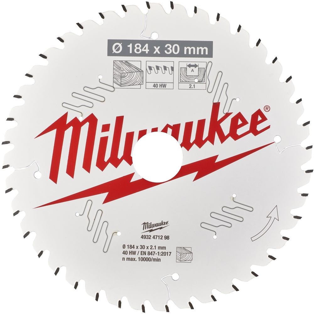 LAME SCIE CIRCULAIRE BOIS 184X30X2,1/40 ALTERNE MILWAUKEE ACCESSOIRES - 4932471298