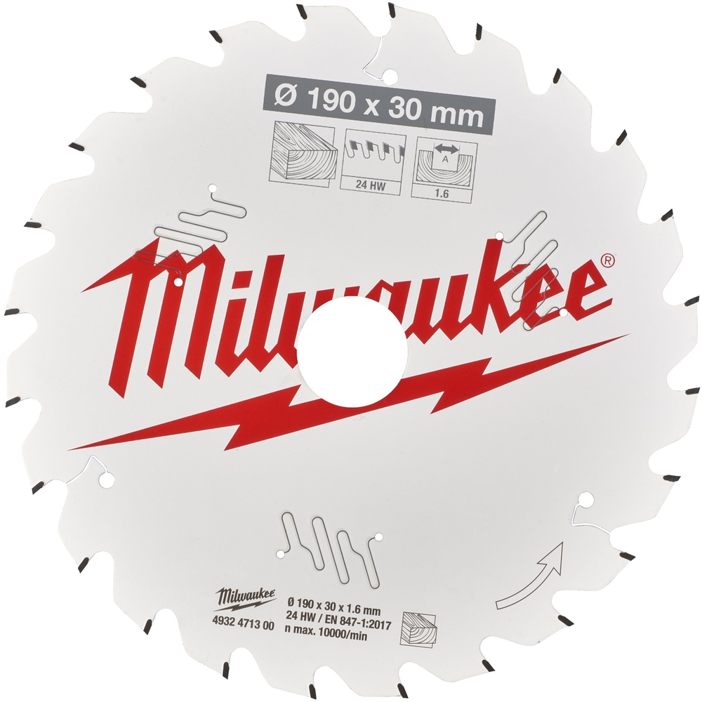 LAME SCIE CIRCULAIRE BOIS 190X30X1,6/24 ALTERNE MILWAUKEE ACCESSOIRES - 4932471300