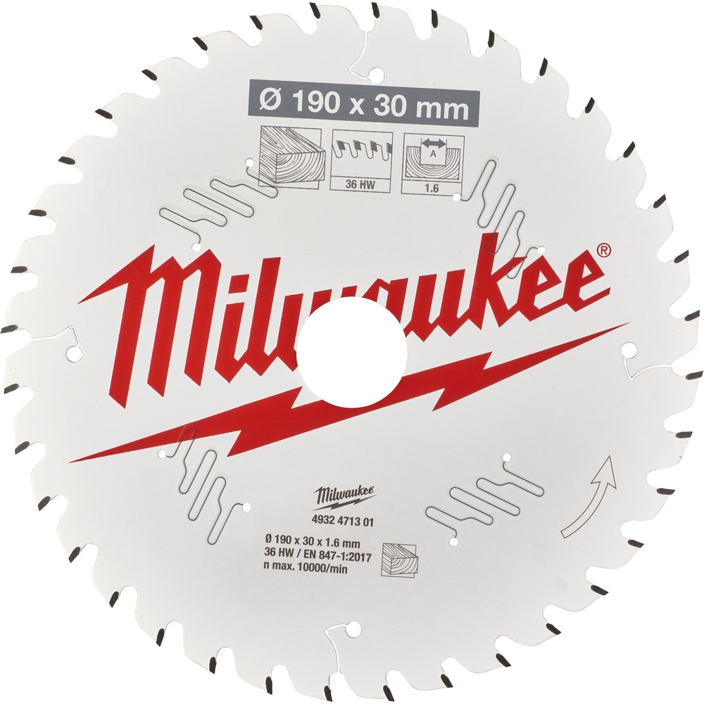 LAME SCIE CIRCULAIRE BOIS 190X30X1,6/36 ALTERNE MILWAUKEE ACCESSOIRES - 4932471301