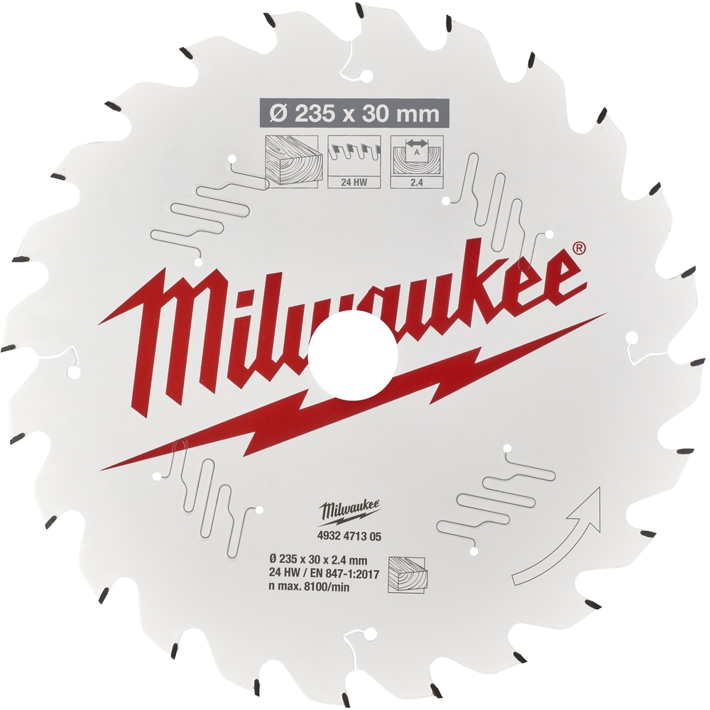 LAME SCIE CIRCULAIRE BOIS 235X30X2,4/24 ALTERNEE MILWAUKEE ACCESSOIRES - 4932471305