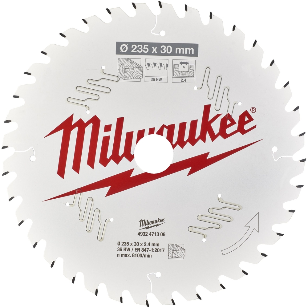 LAME SCIE CIRCULAIRE BOIS 235X30X2,4/36 ALTERNEE MILWAUKEE ACCESSOIRES - 4932471306