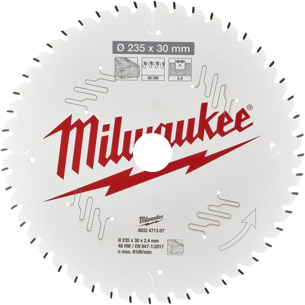 LAME SCIE CIRCULAIRE BOIS 235X30X2,4/48 ALTERNEE MILWAUKEE ACCESSOIRES - 4932471307