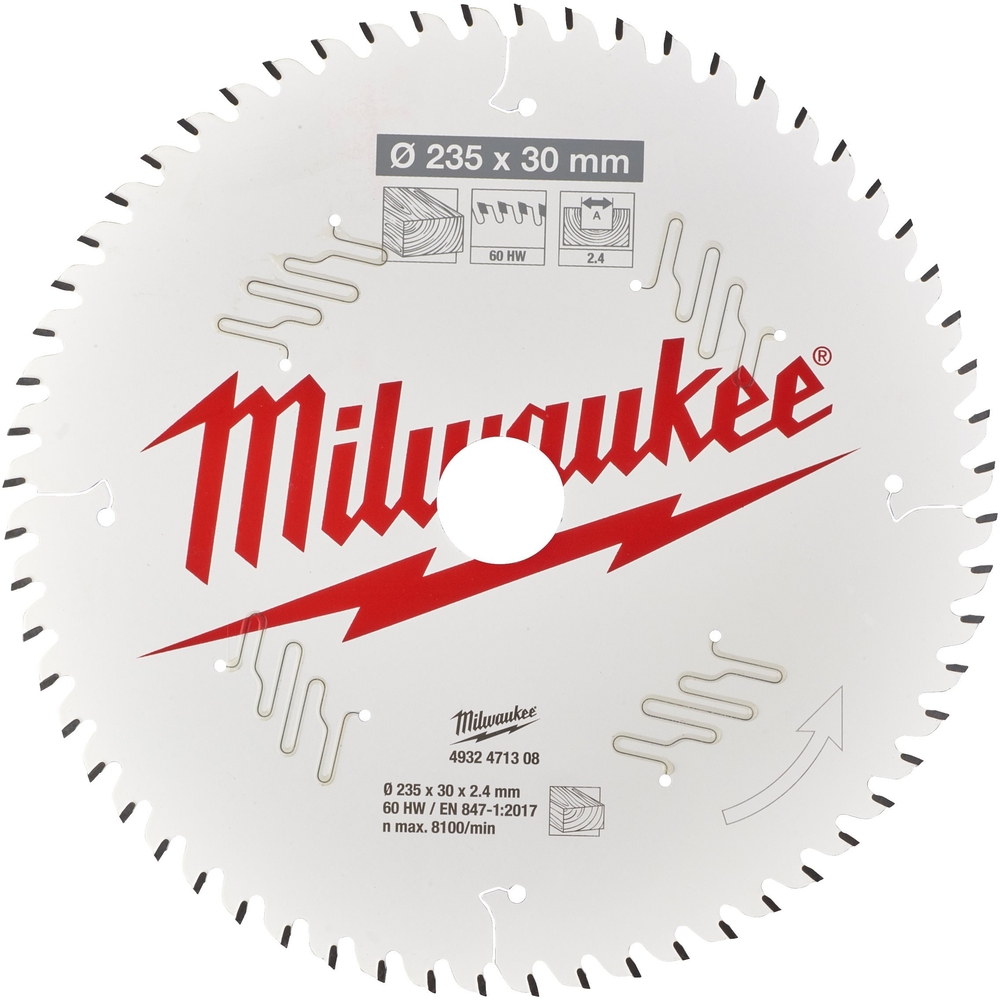 LAME SCIE CIRCULAIRE BOIS 235X30X2,4/60 ALTERNEE MILWAUKEE ACCESSOIRES - 4932471308