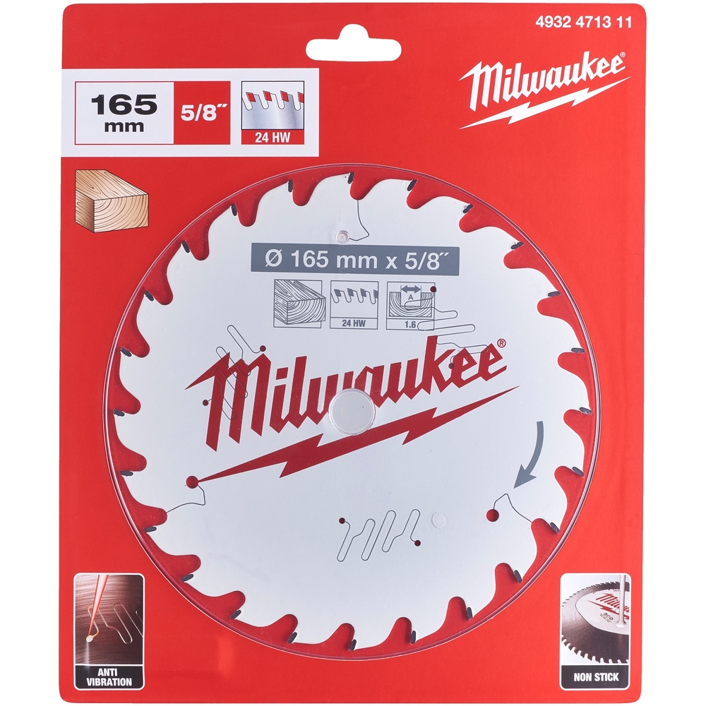 LAME SCIE CIRCULAIRE BOIS 165X15,87X1,6X24 ALTERNEE MILWAUKEE ACCESSOIRES - 4932471311