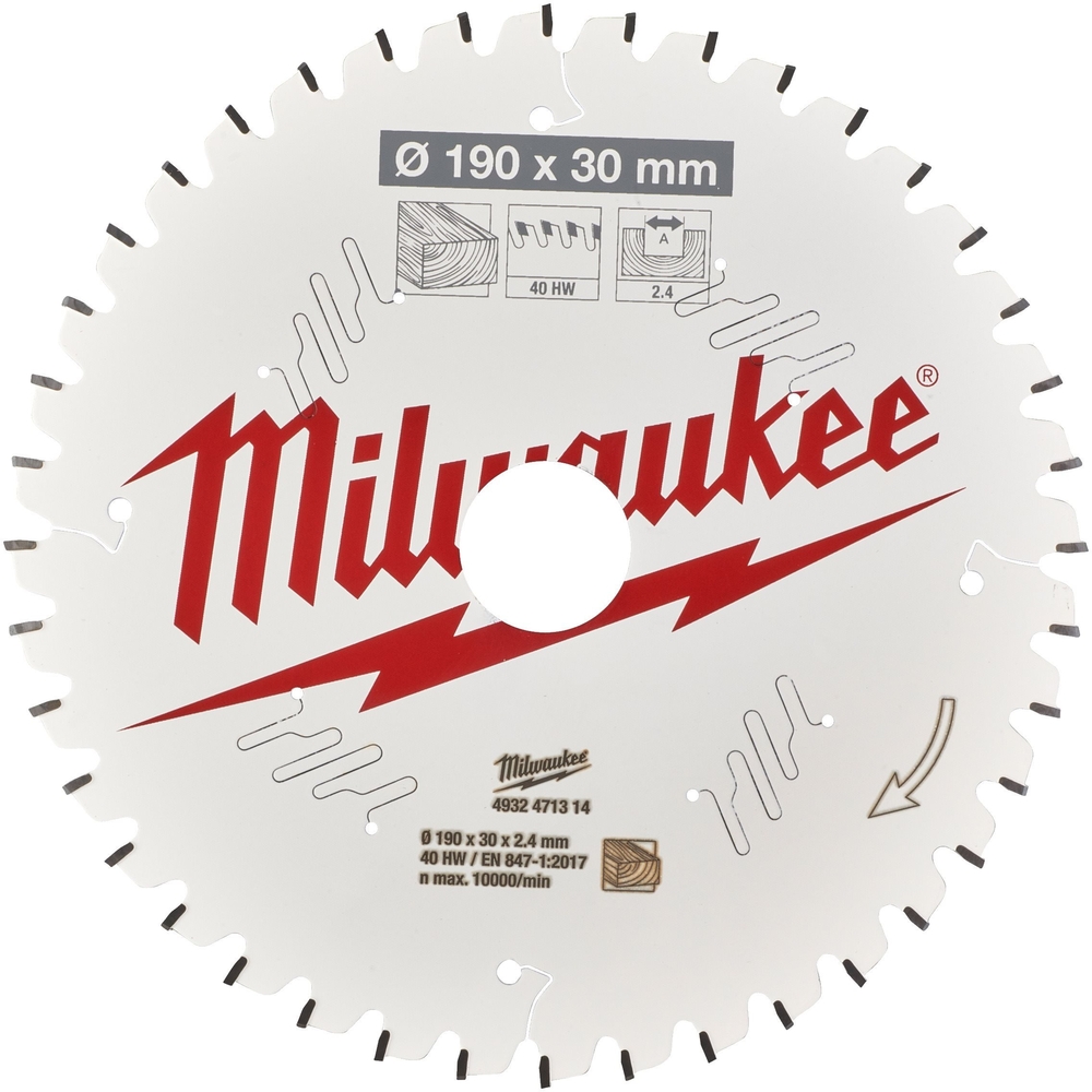 LAME ONGLET BOIS 190X30X2,4X40 ALTAILLANTS NEG MILWAUKEE ACCESSOIRES - 4932471314
