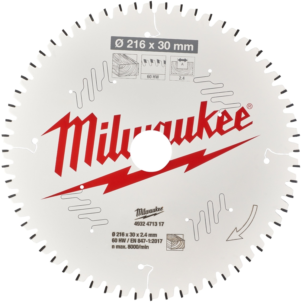 LAME ONGLET BOIS 216X30X2,4X60 ALTAILLANTS NEG MILWAUKEE ACCESSOIRES - 4932471317
