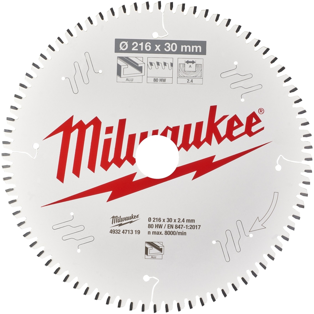 LAME ONGLET ALU 216X30X2,4X80 PLATE NEG MILWAUKEE ACCESSOIRES - 4932471319