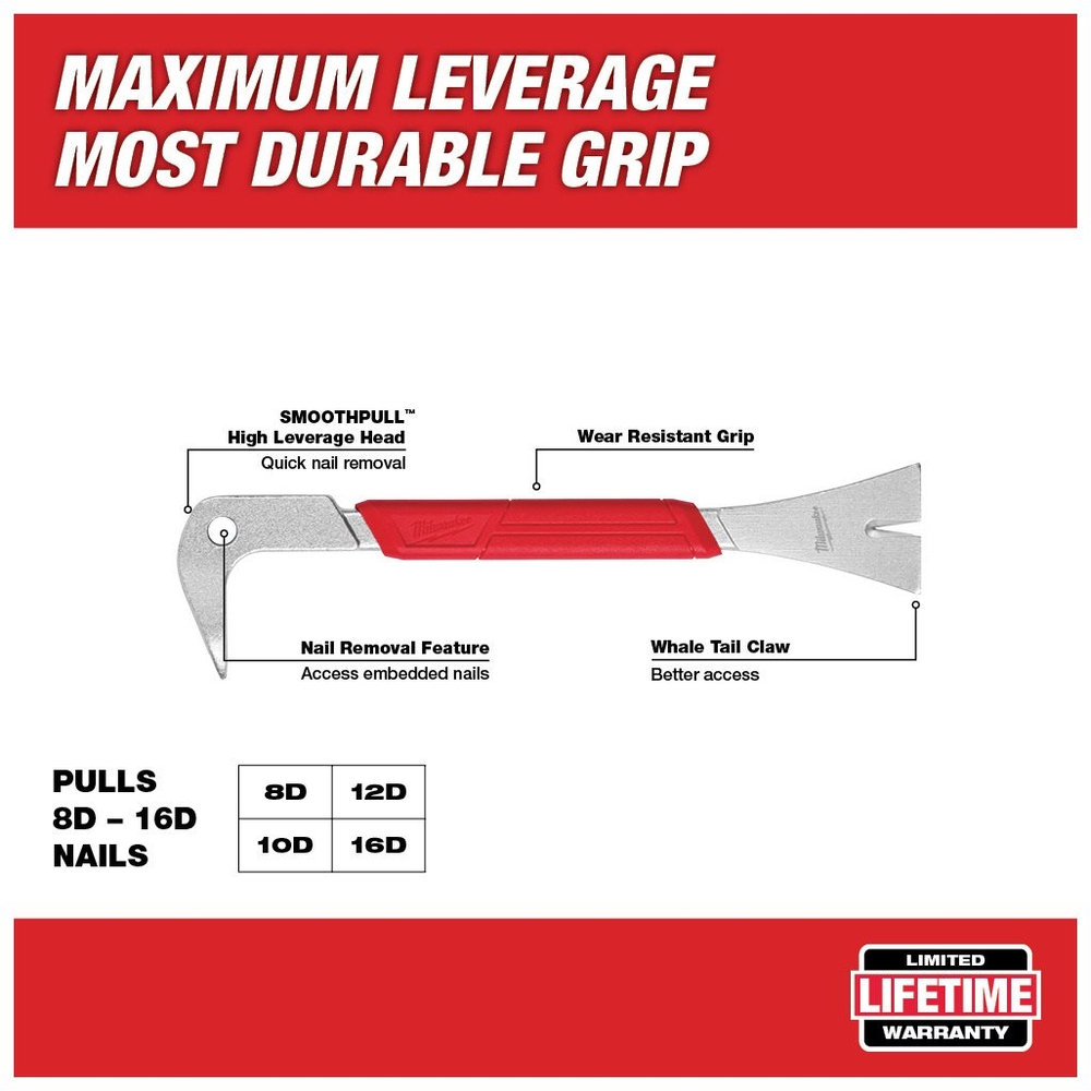 Arrache clous griffe large 254mm MILWAUKEE ACCESSOIRES - 4932478252