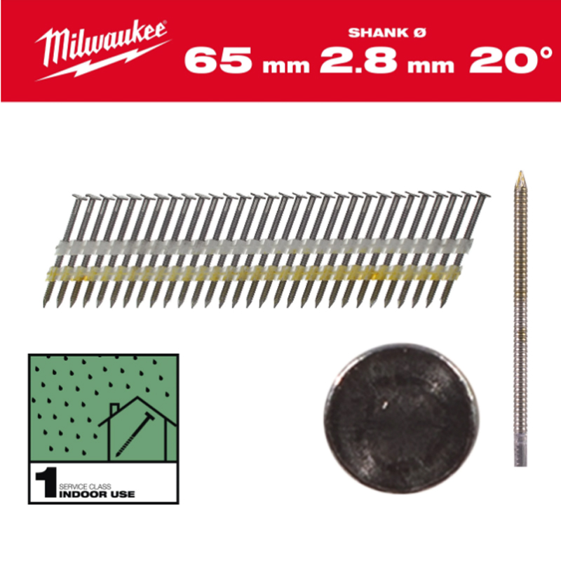 Tête ronde 20° 65 mm/RS /B/SC1 - 2 000 pièces - MILWAUKEE - 4932492587