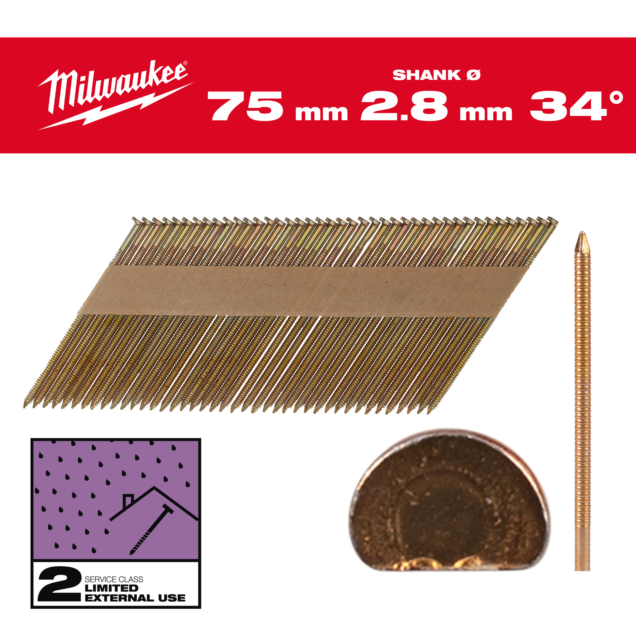 BOITE 2200 CLOUS 34° 3,1/63MM RS GALVA - Carton MILWAUKEE ACCESSOIRES - 4932492609
