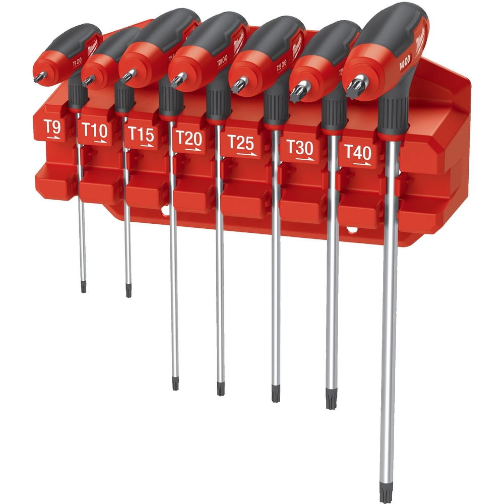 Set de clés males torx poignée en T avec capsule de frappe 7 pièces MILWAUKEE - 4932498690
