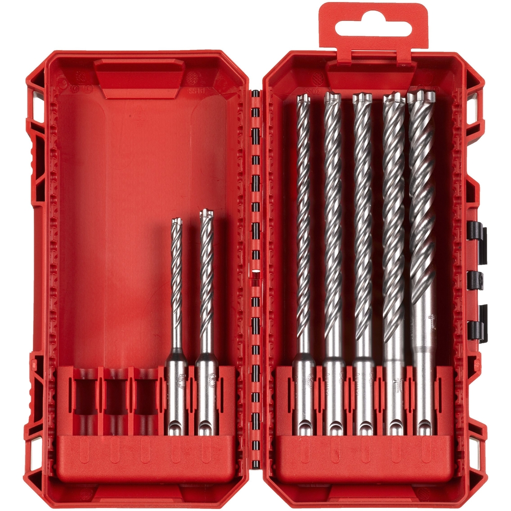 Set de 7 forêts SDS+ 4 taillants MX4 MILWAUKEE 5 / 6 x 115 mm, ⌀ 6 / 8 / 8 / 10 x 165 mm, ⌀ 12 x 165 mm - 4932500060