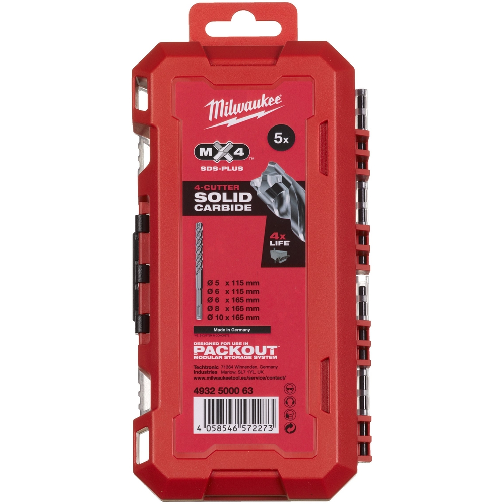 Set de 5 forets 4 taillants MX4 MILWAUKEE - 4932500063