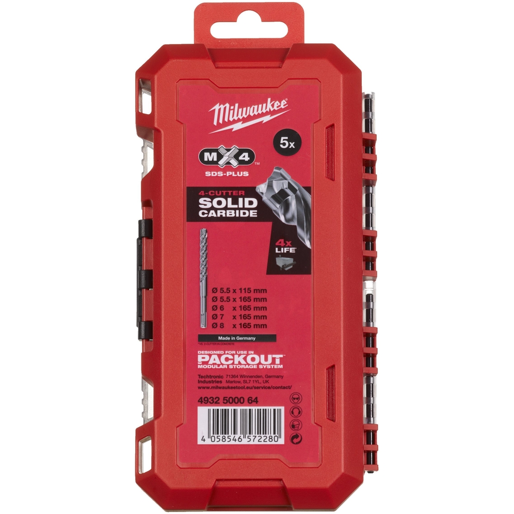 Set 5 foret MX4 SDS plus- UK MILWAUKEE - 4932500064