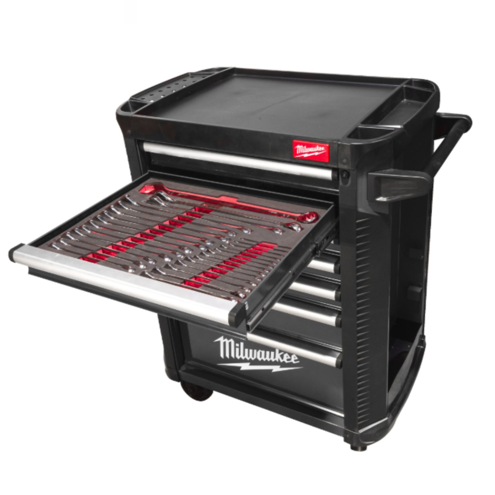 Servante MILWAUKEE 78cm grise 7 tiroirs avec 206 outils TOOLGUARD