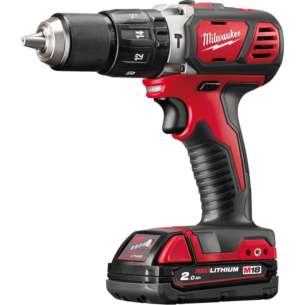 Perceuse à percussion MILWAUKEE sans fil 18 V 2 batteries 2 Ah et chargeur en coffret M18BPD202C - 4933443515