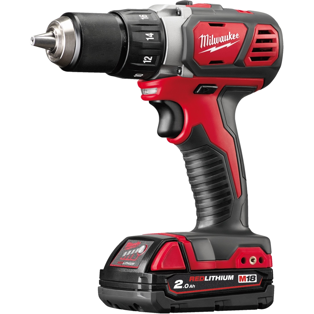 Perceuse visseuse MILWAUKEE sans fil 18 V 2 batteries 2 Ah 50 Nm en coffret M18 BDD-202C - 4933443555